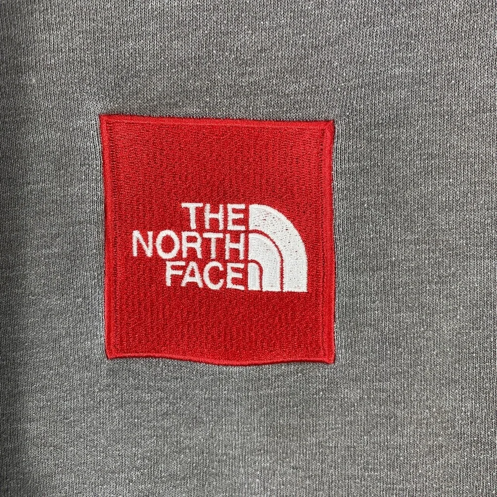 The North Face‎ Hoodie Men's Medium Gray Red Logo Kangaroo Pocket Outdoor Hiking